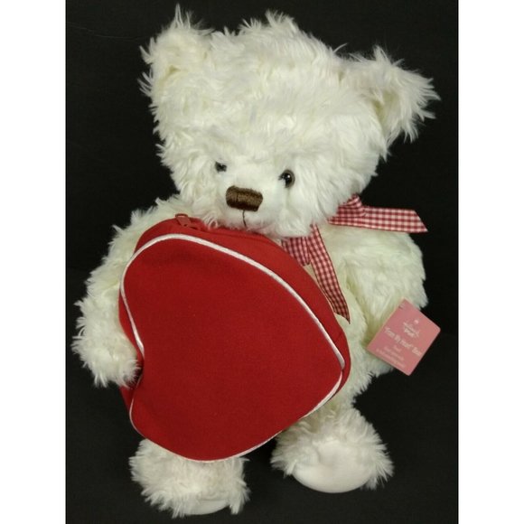Hallmark "From My Heart" White 14" Valentines Day Bear Plush/Heart Gift Zip Bag - Picture 5 of 12